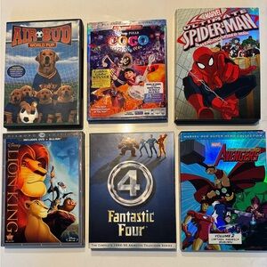 🌸 Kids Collection of Six DVDs Blu-rays for Various Animated Movies and Series